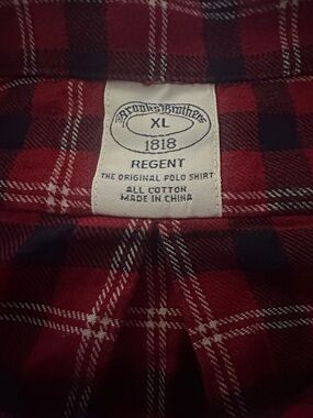 Brooks Brothers Regent Plaid Red Navy Button-Down Men’s Dress Shirt Size XL
